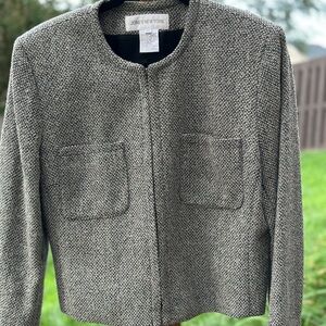 Jones New York Women's Textured Black and Oatmeal Jacket/Blazer